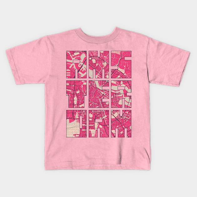 Amsterdam, Netherlands - Blossom City Map Typography - Blossom Kids T-Shirt by deMAP Studio